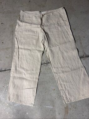 LONDONJEAN Women's Wide-Leg Linen Pants in Cream